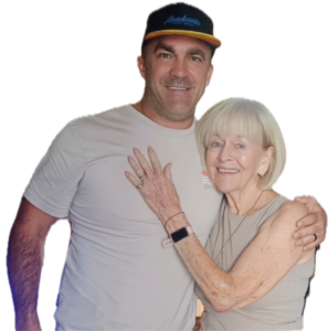 Boots, the founder of Aimpilo, with his mother Pamela